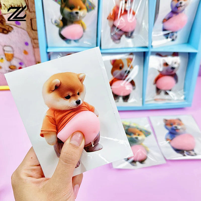 figurine chien peluche adhésive cartoon mignonne orange grise blanche décoration téléphone cadeau enfant festival