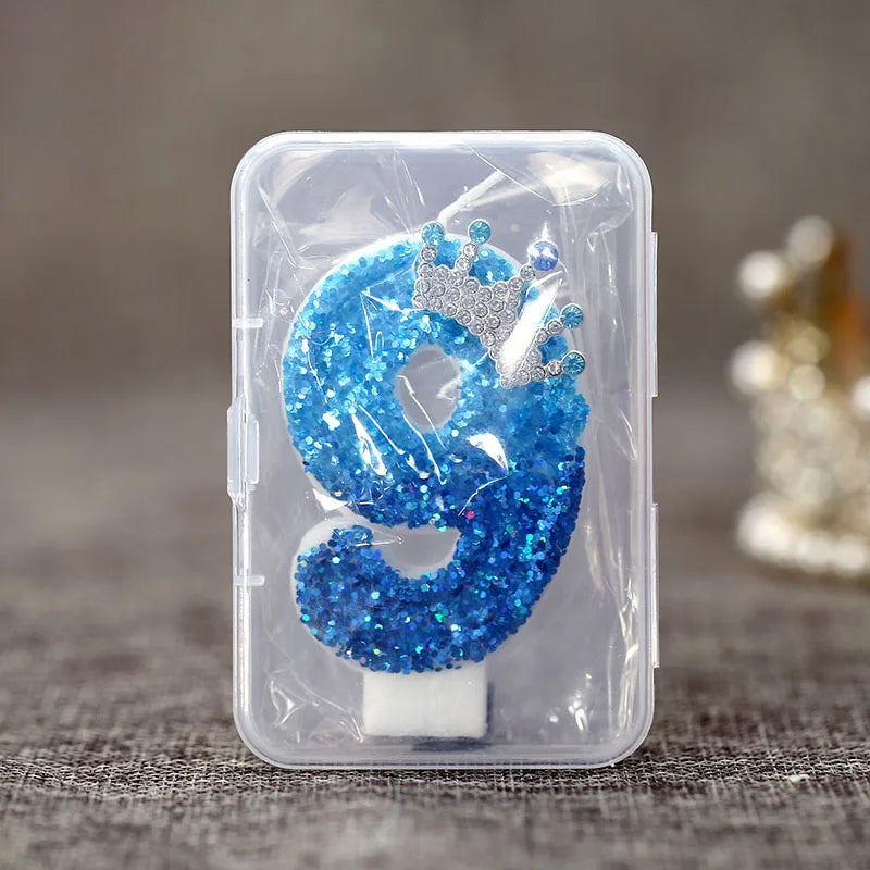 bougies chiffre pailletées bleu clair bleu foncé anniversaire décoration festive números personnalisables