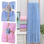 serviette bain douce pelucheuse rose bleu clair moderne 100 polyester lavable rapide absorption 70x140cm