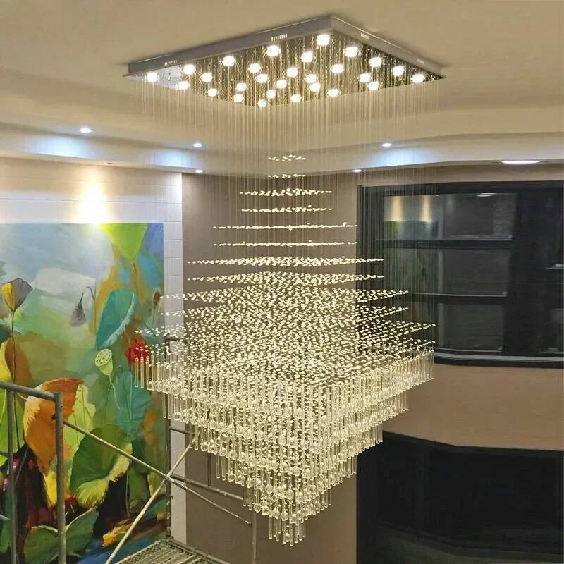 Suspension lumineuse moderne cristal transparente salon salle bain 90 260V