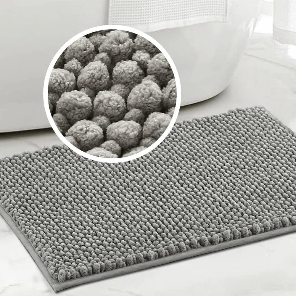 tapis bain microfibre doux gris texture boule coton moderne absorbant rapide séchage