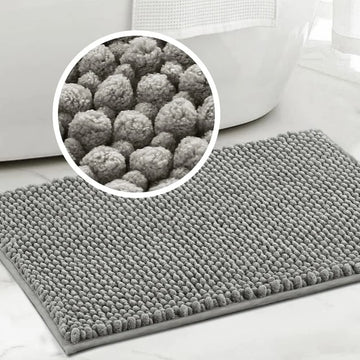 tapis bain microfibre doux gris texture boule coton moderne absorbant rapide séchage
