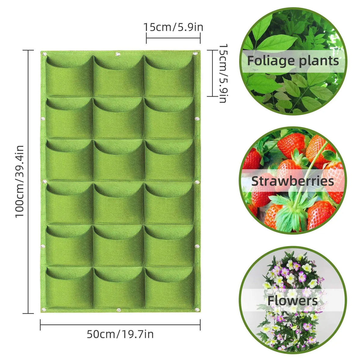 sacs culture plantes mur vert moderne 50x100cm 49 poches