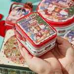 boîte biscuits blanc rose bleu vintage lapins mignons fleurs rubans anniversaire fête portable