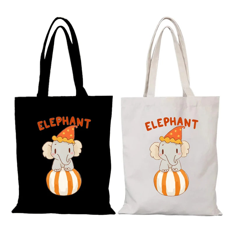 sac tissu toile éclair dessin animé tribal éléphant plumes pochette shopping femme opaque décontracté