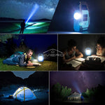 lampe portable solaire rechargeable urgence modes lumière camping extérieure bleu led cob