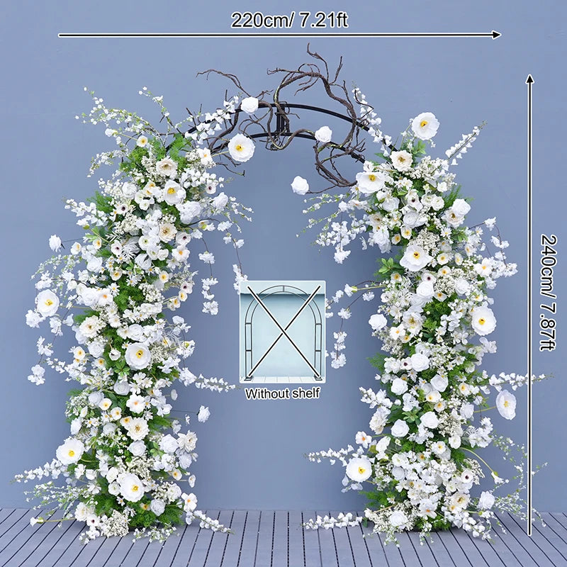 Décoration mariage arche florale blanche verte artificielle extérieure classique romantique événement festive
