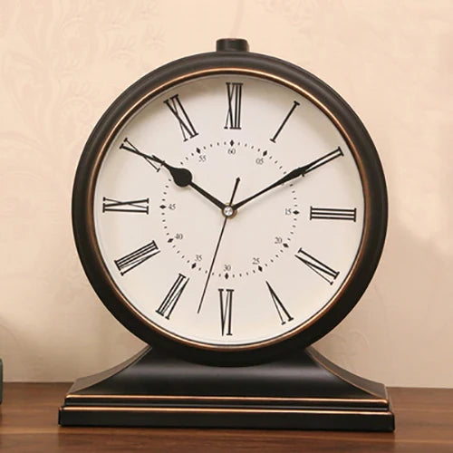 horloge table bois marron vintage aiguille quartz circulaire simple