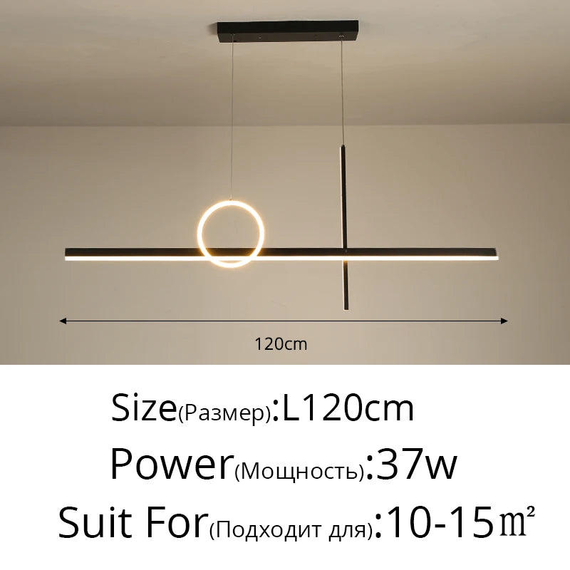 suspension lumineuse moderne or noir lignes géométriques led minimaliste