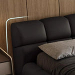 lit double moderne noir simili cuir cadre tête lit chambre coucher maison