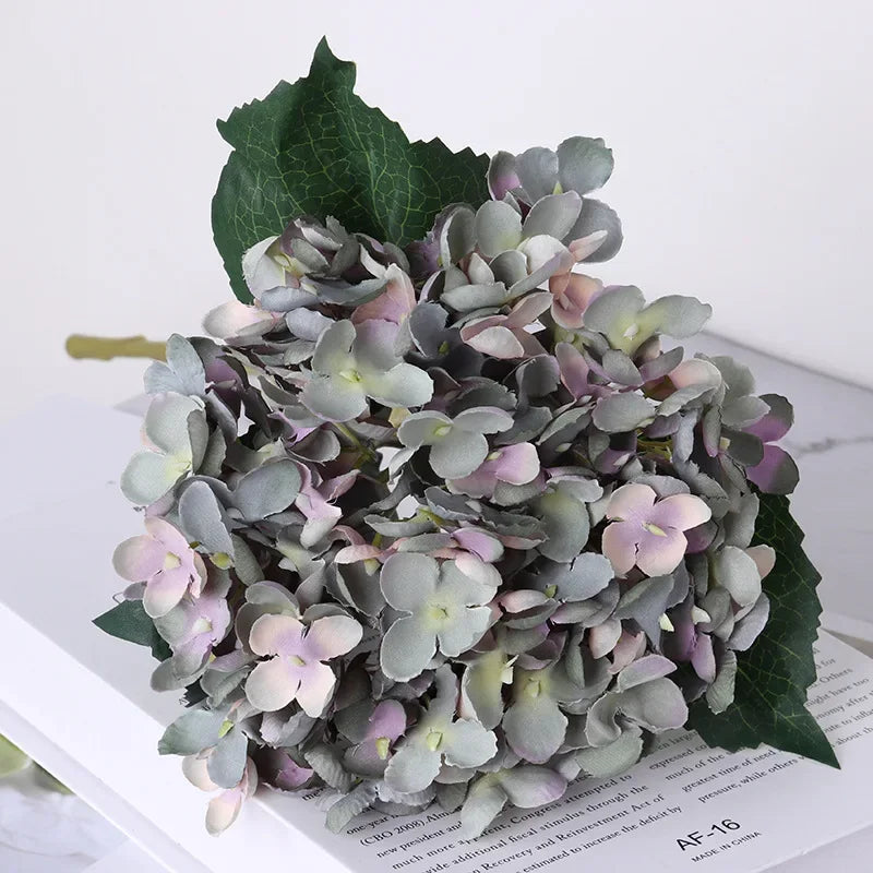 bouquet hydrangeas artificiels soie rose jaune gris bleu violet blanc moderne decoration mariage