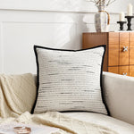 coussins carrés blanc noir rayures moderne housses jacquard polyeste décoration intérieure nordique fixations