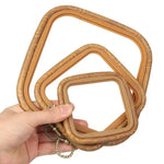 Cadre broderie bois marron texture naturelle classique boucle métallique hexagonal octogonal rectangle square