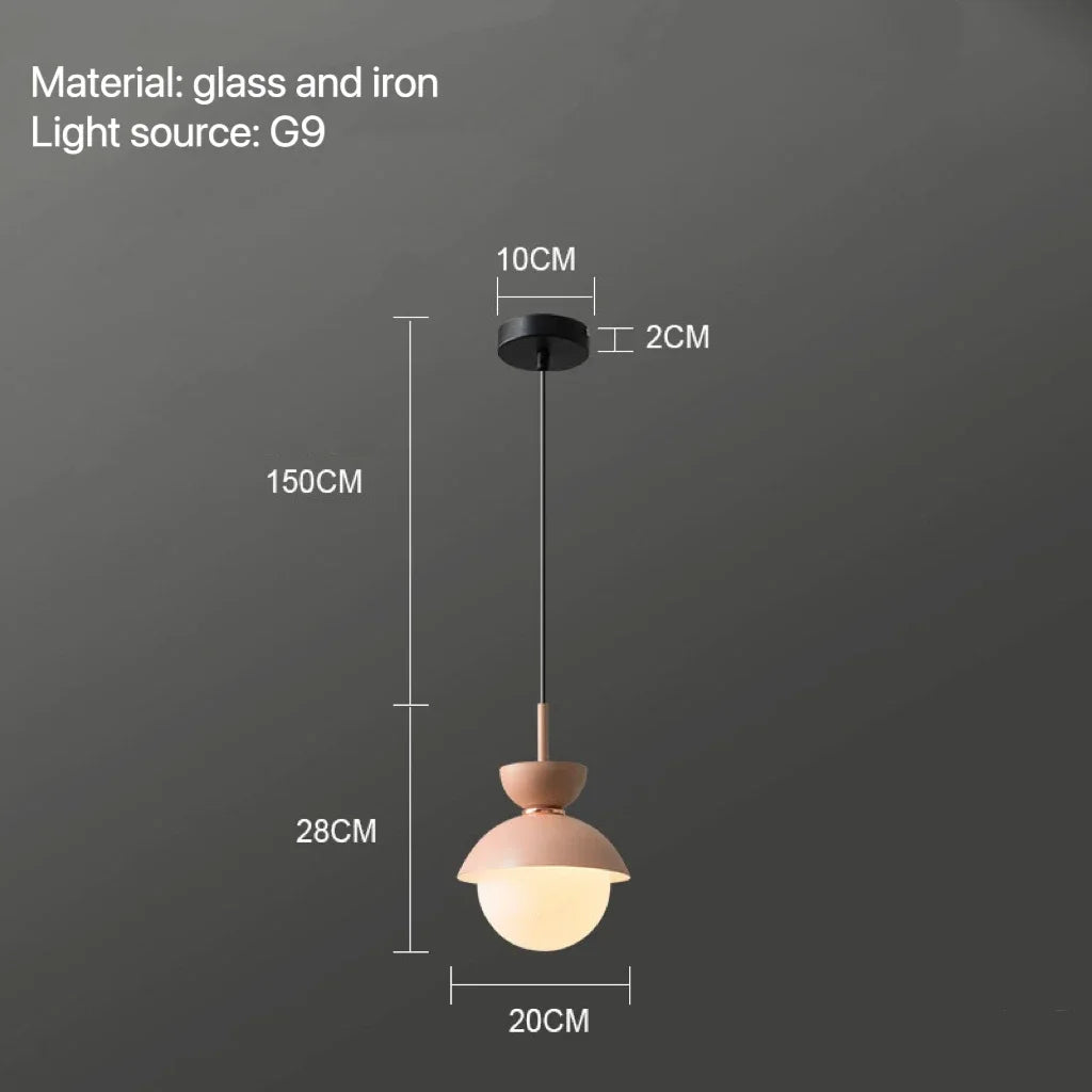 suspension lumineuse moderne pendentif câble bleu rose gris sphérique mat