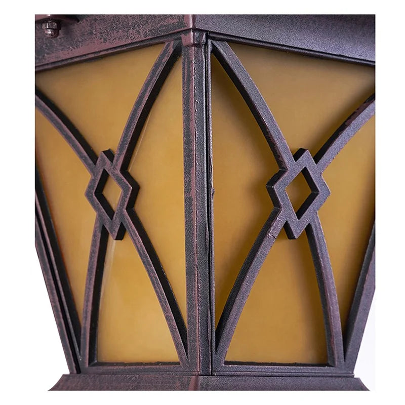 lampe murale classique vintage marron foncé jaune doré motifs géométriques ip55 résistante l'eau aluminium