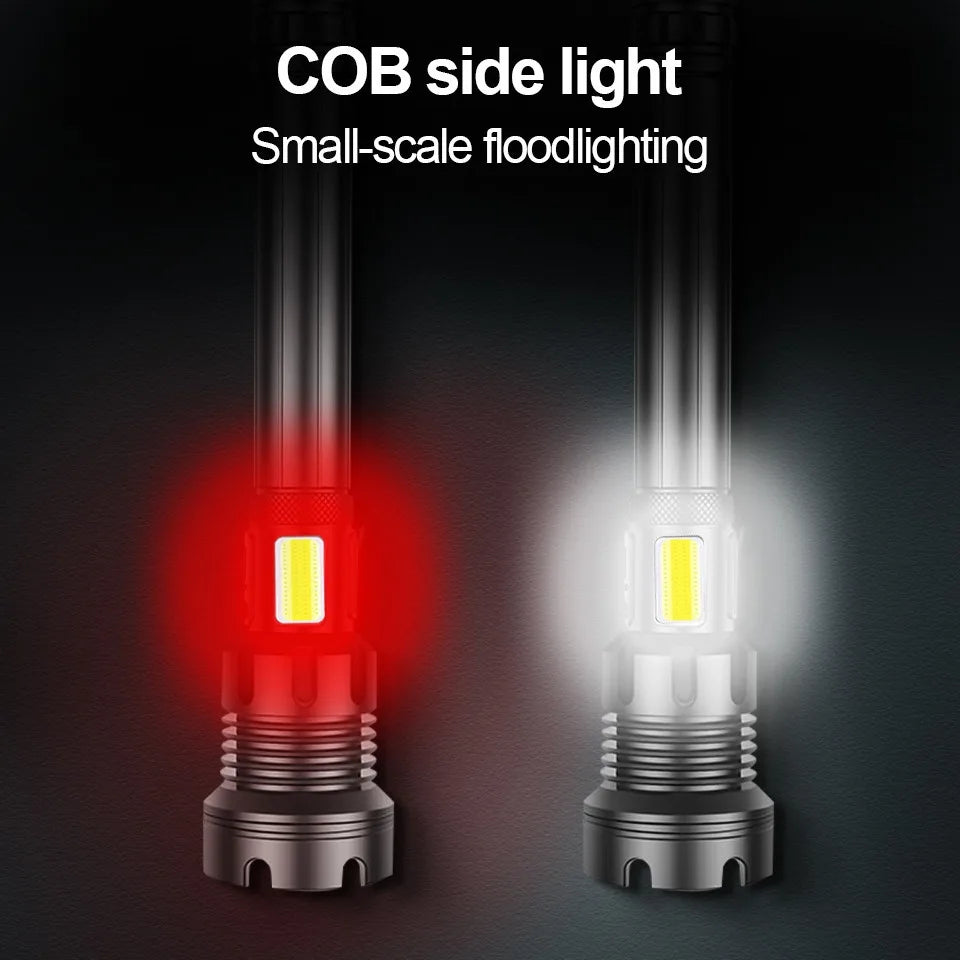 lampe torche rechargeable 15000mAh LED 2300lm zoomable USB moderne résistante autodéfense banque alimentation
