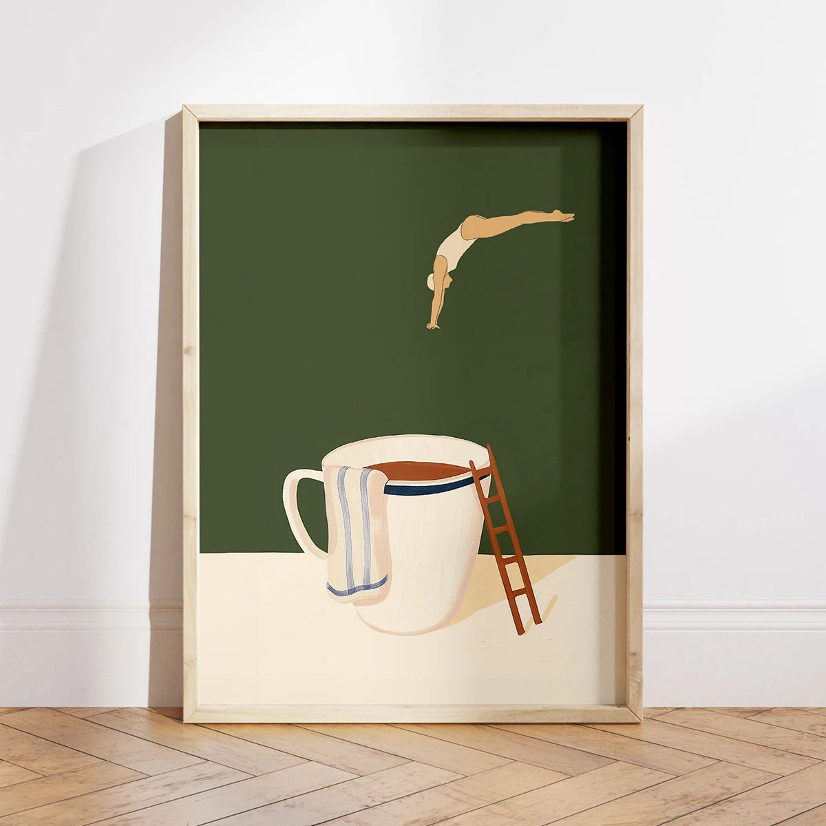 tableau moderne abstract toile animaux compagnie verte chambre salon decoration vertical rectangle