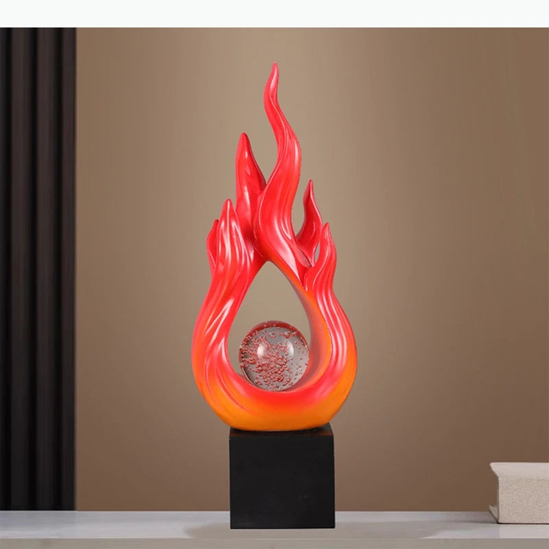 sculpture moderne flamme rouge abstraite décoration intérieure accessoire maison opaque translucide