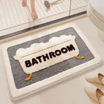 tapis bain doux moderne fleurs abstrait bleu rose blanc maison