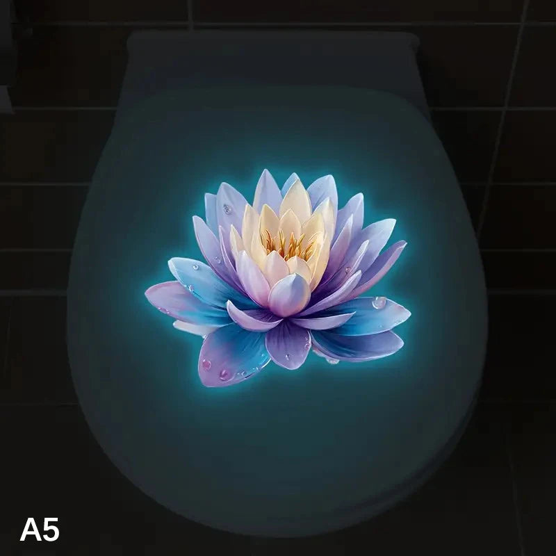 autocollants muraux fleurs lotus dahlias multicolores moderne adhésifs salle bains nocturne brillants uv