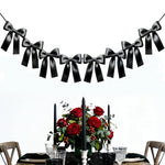 guirlande décorative nœuds papillon satin bleu clair rose noir mariage anniversaire fête