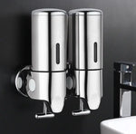 distributeur savon liquide argenté moderne poignée capuchon minimaliste chambre bain