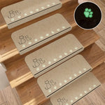 tapis marches escalier chat motif vert marron mignon décoration maison durable