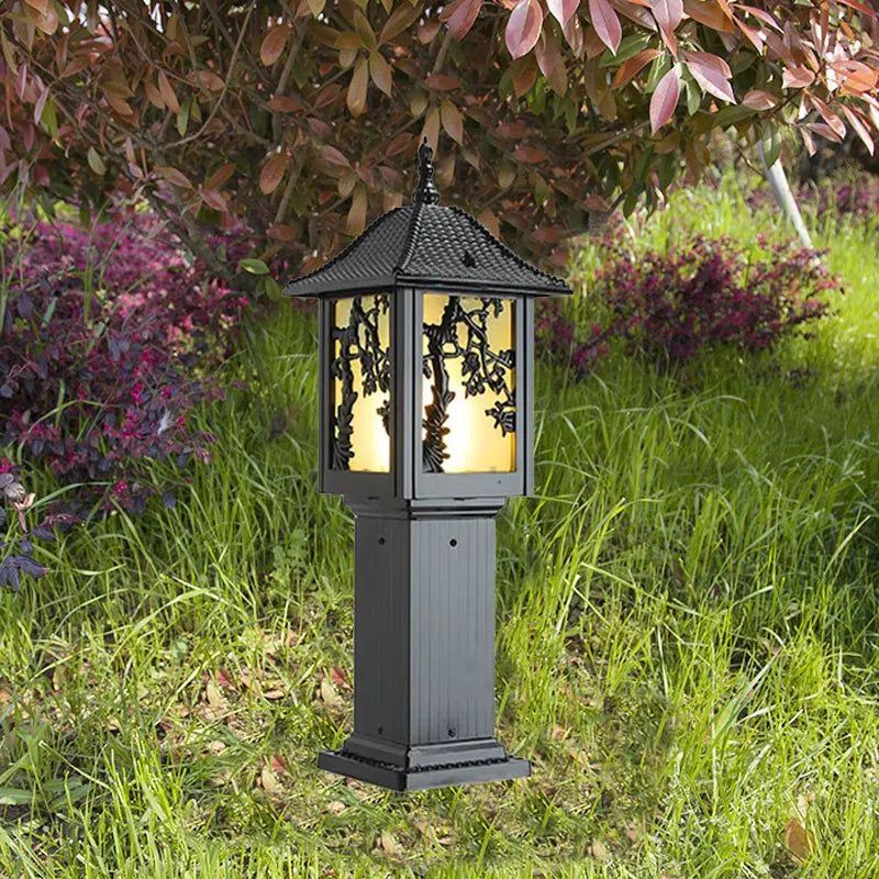 lampadaire extérieur asiatique led ip55 bronze noir éclairage paysagiste floral rustiqueextérieur moderne autonomedefixationsoltranslucide