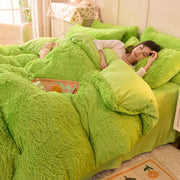 Parure de lit velours vison chaude et douce pour cheveux longs - Édredon bout de lit hiver