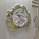 panneau décoratif mariage anniversaire fête blanc doré ornements floraux géométriques art déco pvc acrylique