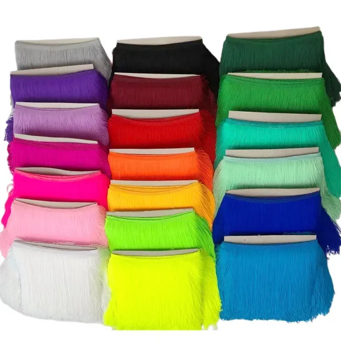 Frange dentelle longue en polyester pour rideaux couleur cuivre
