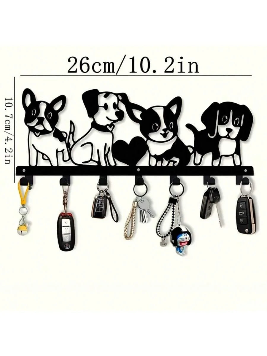 porte clefs mural noir silhouette chien pattes moderne decoration maison objet decoratif