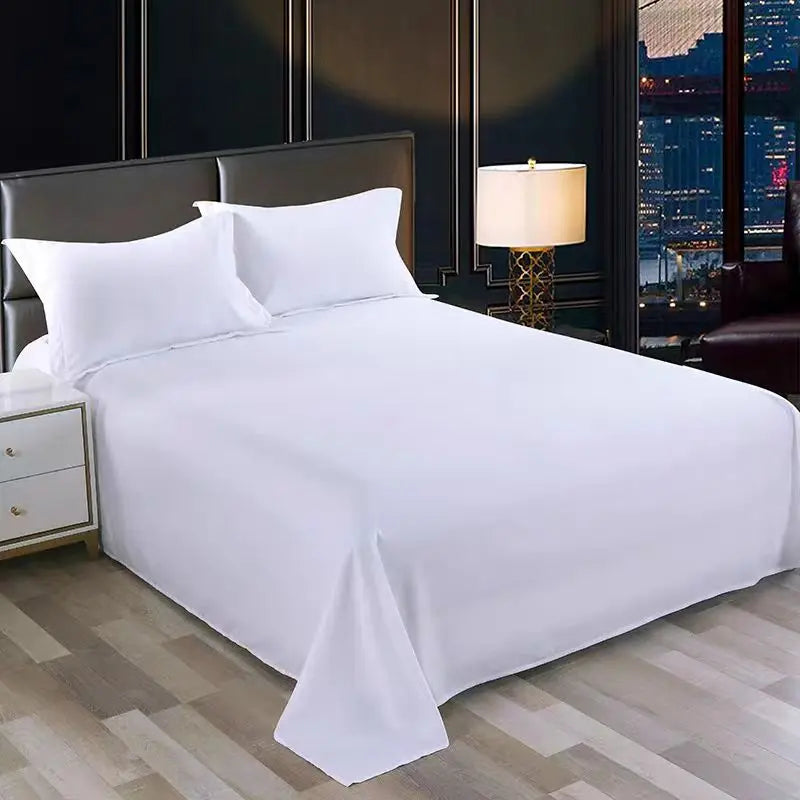 drap plat blanc lisse moderne deux taies oreillers blancs lisses lits simples doubles maison