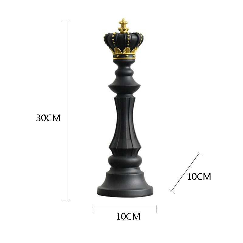 figurines échecs résine noir blanc décor salon classique chevaliers reines rois dorures intérieur