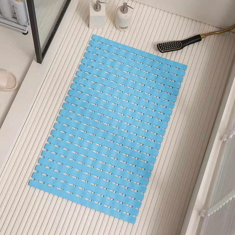 tapis bain antidérapant moderne 40x70cm lattes horizontales texturé ouvertures adhésifs salle bain