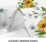 nappe rectangulaire fleurs tournesols printemps réutilisable polyester moderne table manger blanc jaune vert bleu