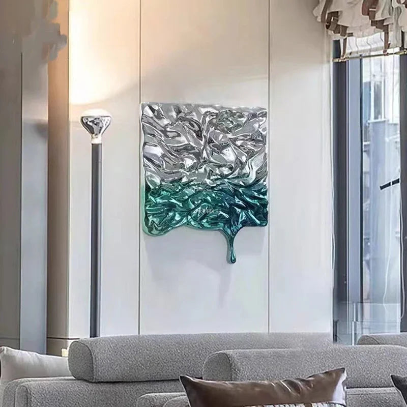 Décoration murale métal moderne effet ondulation vert clair