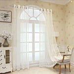 rideau brodé fleur blanc classique transparent chambre hospitalière moderne polyester