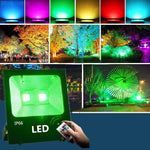 projecteur led noir moderne ip66 étanche télécommande rgbextérieur jardin parc