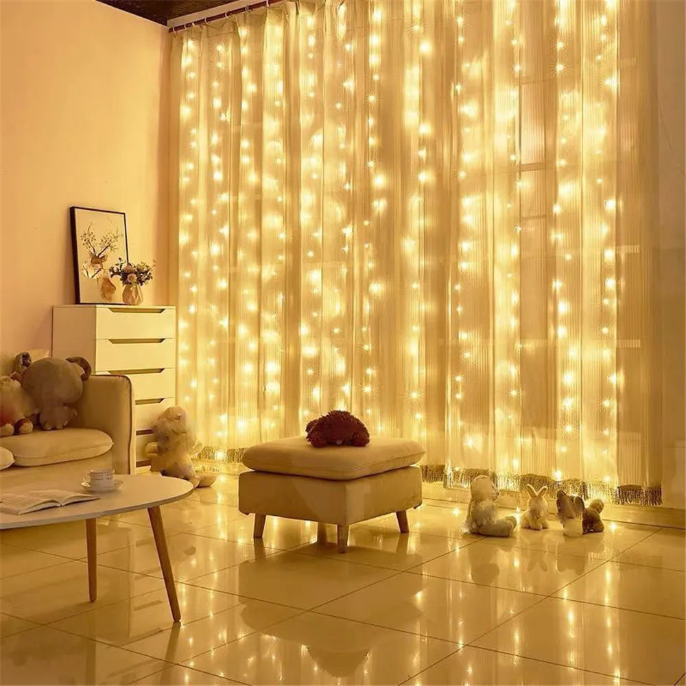 guirlande lumineuse led blanc chaud 3m 3m 300 leds moderne clips batteries inclusées
