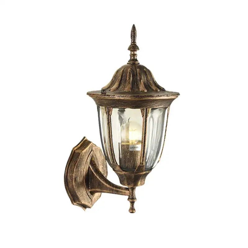 lampe murale classique transparente détails décoratifs noir doré éclairage extérieur éclairage industriel verre trempé