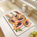 tapis cuisine gris motif pastèque absorbant antidérapant séchage vaisselle moderne plan travail
