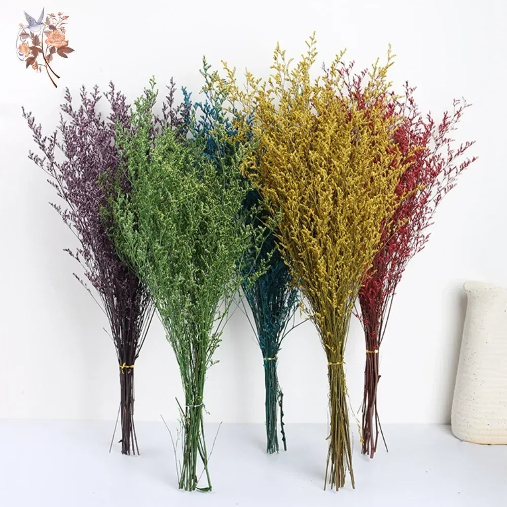 bouquet fleurs séchées naturel violet vert bleu rouge marron intérieur décoration maison mariage anniversaire
