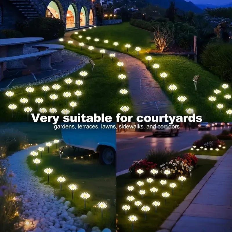 décoration extérieure solaire fleur led moderne blanc jaune ip65 résistante modes