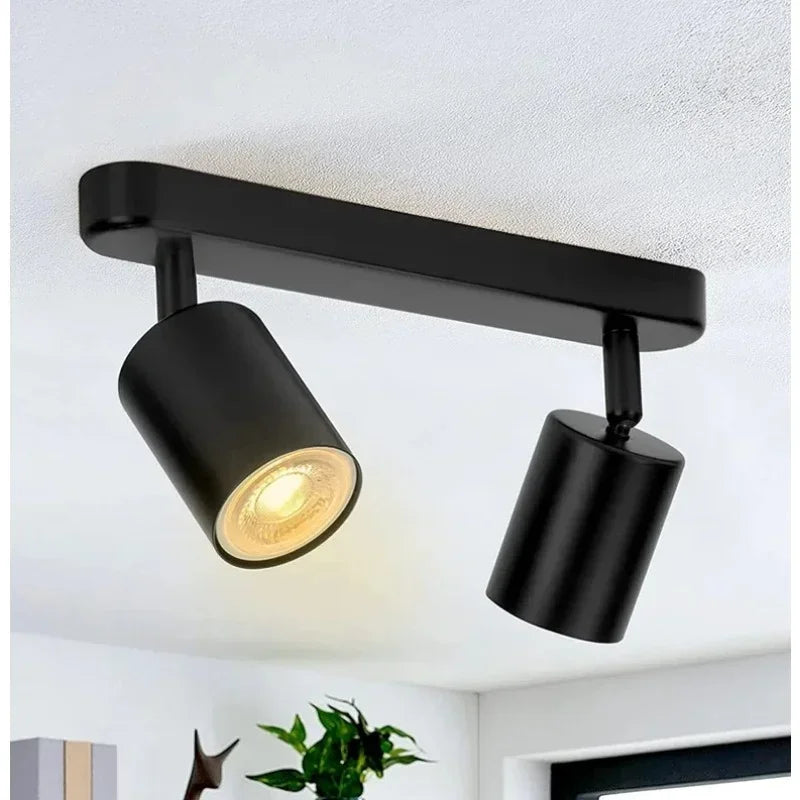Spot LED noir moderne minimaliste fixation murale têtes têtes rond lisse