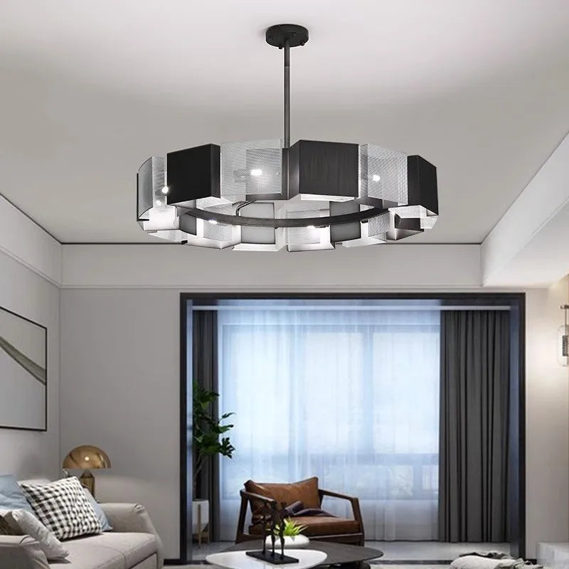 suspension lumineuse moderne lumière neutre chaude blanche noir gris blanc doré métal brillant