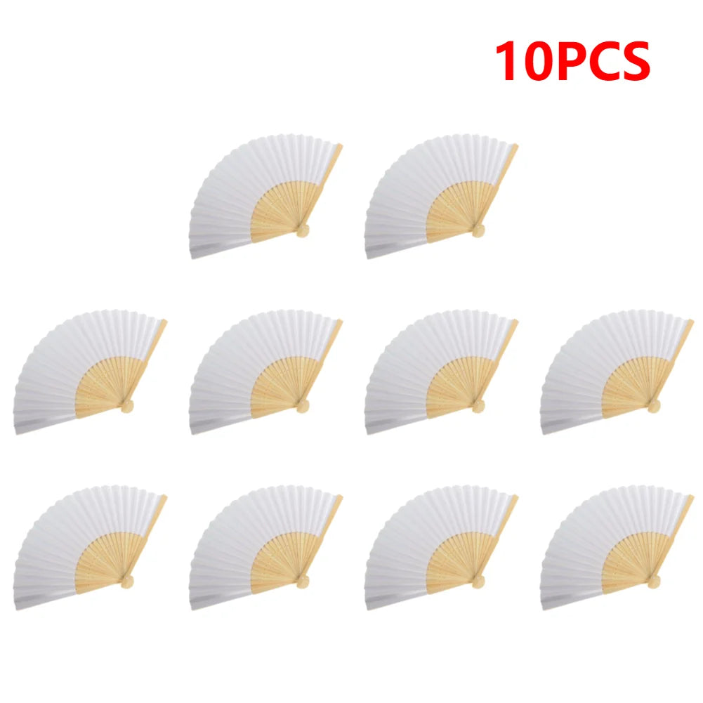 éventail pliant bambou papier blanc rayures traditionnel calligraphie peinture cadeau mariage bricolage