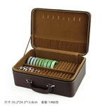 boîte bijoux simili cuir marron vintage poignée velours noir marron storage box trousse bijoux