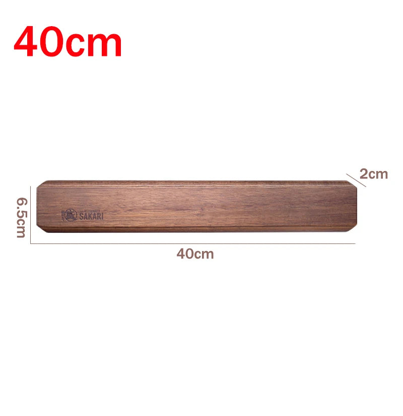 porte couteaux magnétique bois brun foncé couteaux ciseaux moderne respectueux environnement fixations incluses 40cm