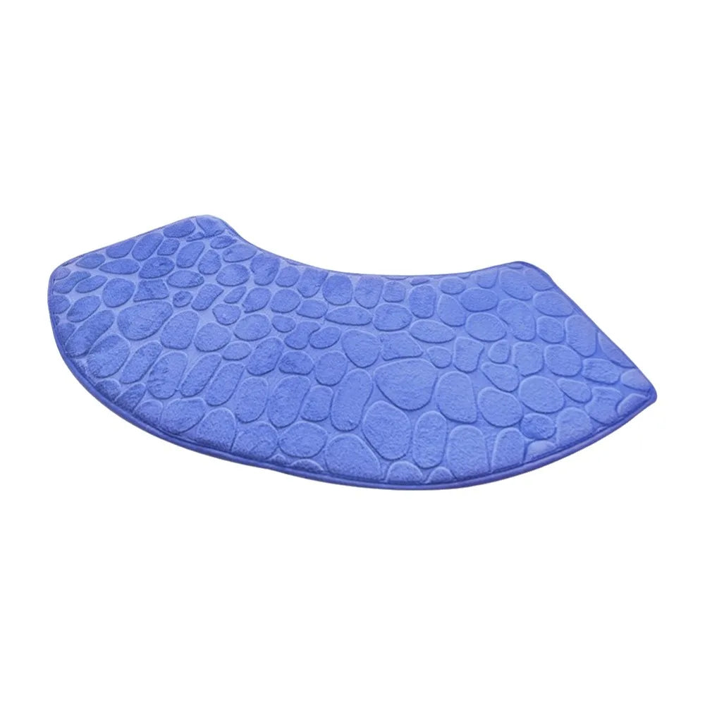 tapis bain antidérapant lavable motif cailloux gris beige bleu moderne